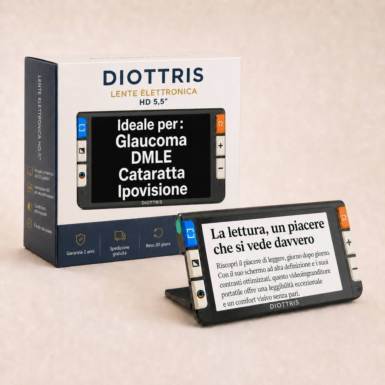 Diottris Lettore – Lente elettronica per leggere facilmente