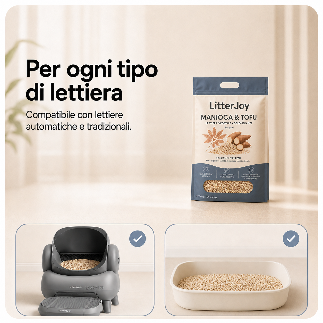 LitterJoy PureClump - Manioca & Tofu 2,7 kg