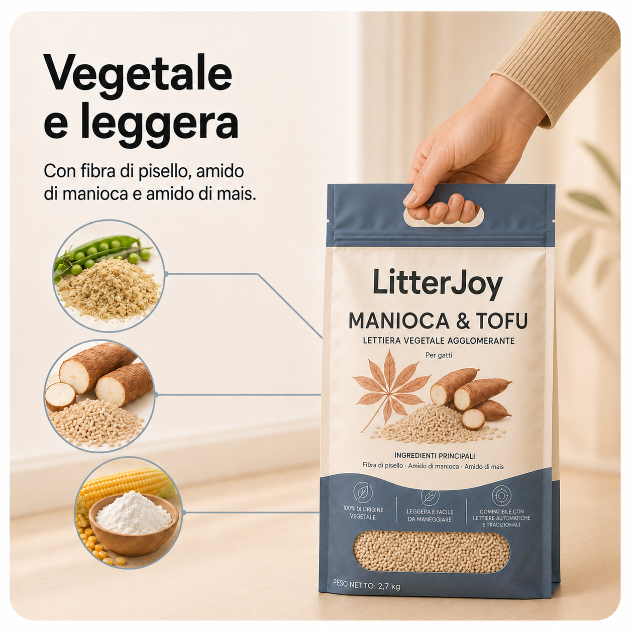 LitterJoy PureClump - Manioca & Tofu 2,7 kg